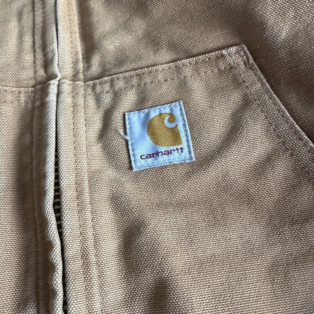 Carhartt Mens Loose Fit Duck Active Jacket Brown OJ0140-M Made in USA Distressed - Picture 12 of 16